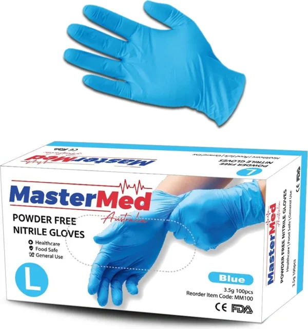 MasterMed Large Nitrile Blue PowderFree Gloves3.5g