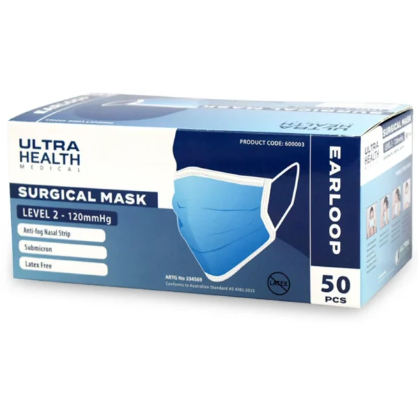 Ultra Health Surgical Level 2 Face Masks with Ear Loops